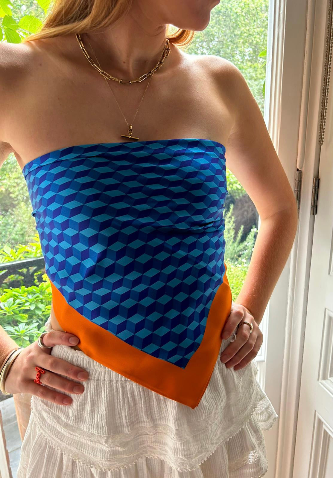 Large blue Alici silk square